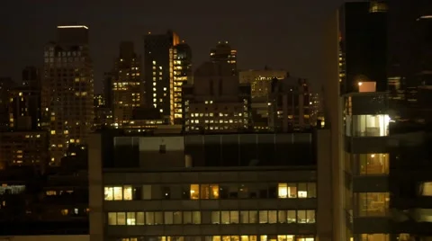 Overlooking city district at night. skyscraper scenery. aerial view background Stock Footage 46178584