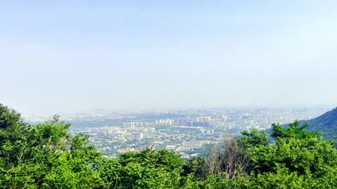 Overlooking the City Scenery from the Mountain Top Stock Footage 315936629