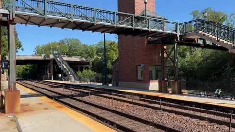 Overlooking the Commuter Train Platform Stock Footage 250276633