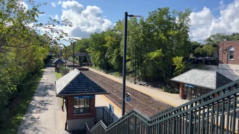Overlooking the Commuter Train Platform Stock Footage 250277159
