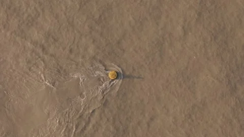 Overlooking the floating floating on the face of the Qiantang River when the Stock Footage 282569404