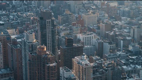 Overlooking the Iconic Buildings and Architecture of New York City Stock Footage 123395014