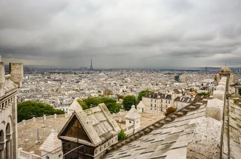 Overlooking Paris on a cloudy day Stock Photos