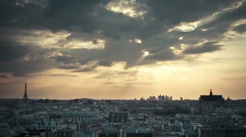 Overlooking Paris timelapse Video stock 10571278