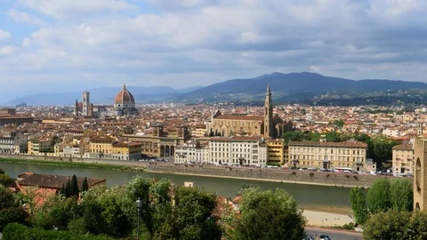 Overlooking the River Arno and Florence Stock Footage 88199965