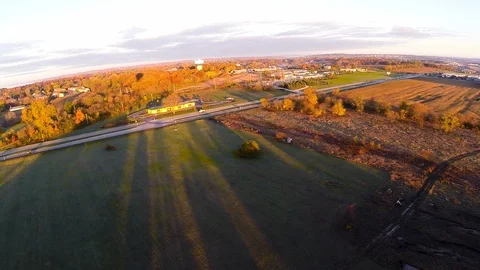 Overlooking a Road in the Fall Stock Footage 115278507