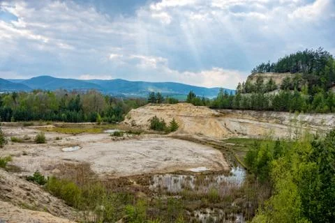 Overlooking the sandstone pit Stock Photos
