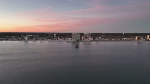 Overlooking the shore at sunset. Stock Footage 231414040