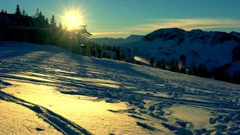 Overlooking snow mountains. epic Alps panorama. winter landscape Stock Footage 71102539