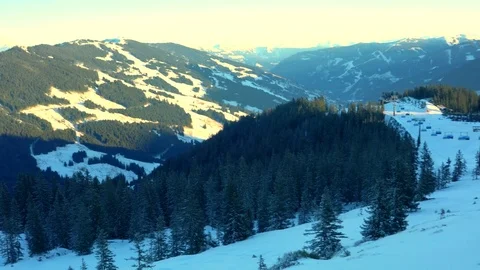 Overlooking snow mountains. epic Alps panorama. winter landscape Stock Footage 71102643