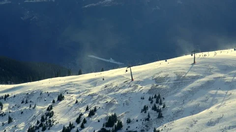 Overlooking snow mountains. epic Alps panorama. winter landscape Stock Footage 71103285