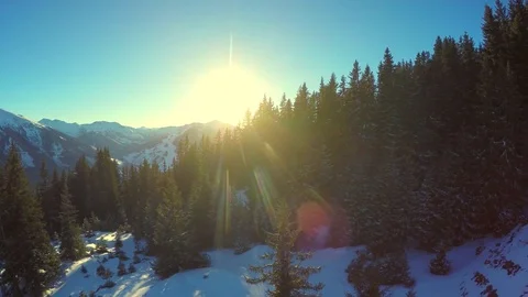 Overlooking snow mountains. epic Alps panorama. winter landscape Stock Footage 71118909