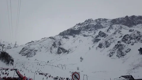 Overlooking snow mountains Stock Footage 101188885