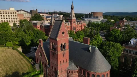 Overlooking the Summer campus of Cornell University Stock Footage 169916989