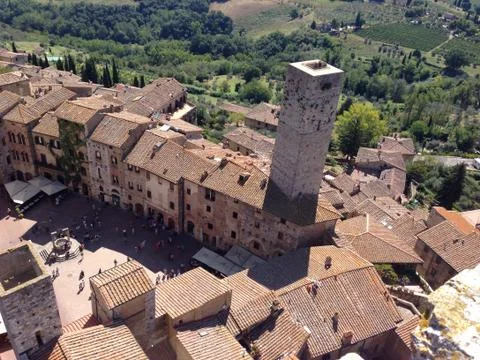Overlooking Town Square of San Gimignano (Tuscany), Italy Stock Photos