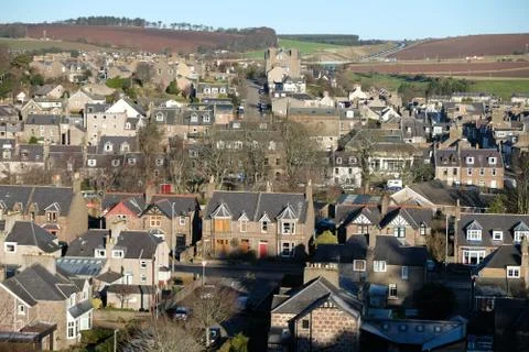 Overlooking the town of Stonehaven 库存照片