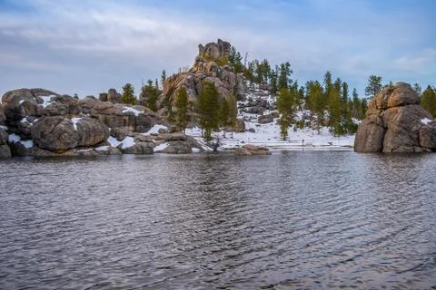 An overlooking view of nature in Custer State Park, South Dakota Stock Photos