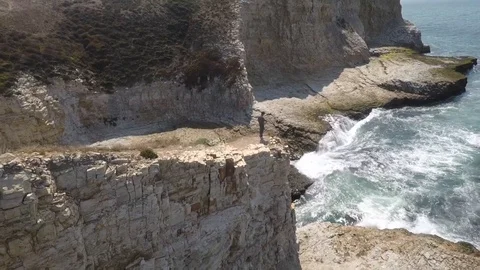 Overlooking the Waves Below Stock Footage 87193636