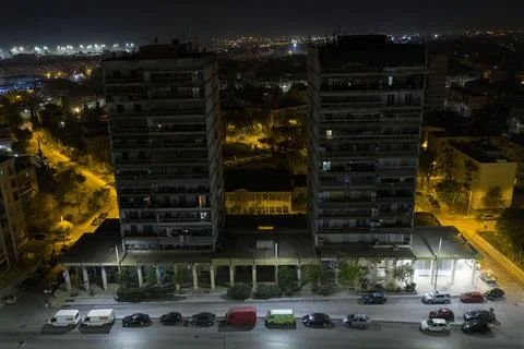 Overnight curfew came into effect in Greece to curb spread of Covid-19, Thessalo Stock Photos