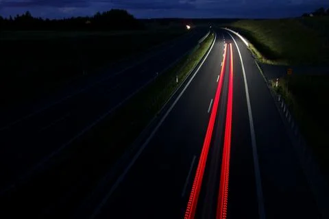 Overnight hop. Speed, lights, perspective Stock Photos