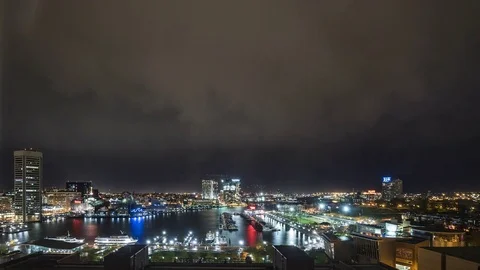 Overnight Lightning Storm Over Baltimore Timelapse Stock Footage 82730257
