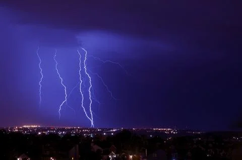 Overnight Lightning Storm Stock Photos
