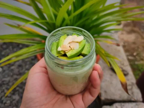 Overnight oat on the jar Stock Photos