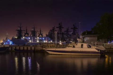 Overnight at the seaport. Stock Photos