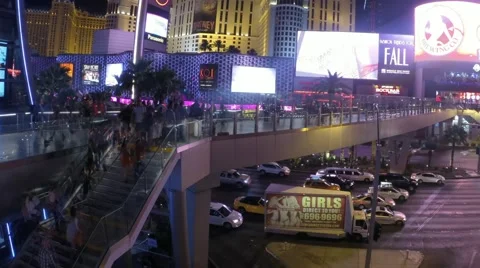 Overpass and traffic hyperlapse of the strip in Las Vegas Stock Footage 43770658