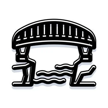 Overpass connecting land over flowing water stream Stock Illustration
