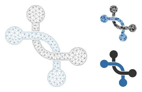 Overpass Connection Vector Mesh Network Model and Triangle Mosaic Icon Illustrazione stock
