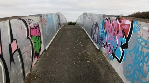 Overpass covered by graffiti Stock Footage 121192030