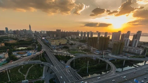 Overpass day and night Stock Footage 95648618