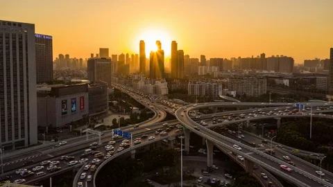 Overpass sunset Stock Footage 95752674