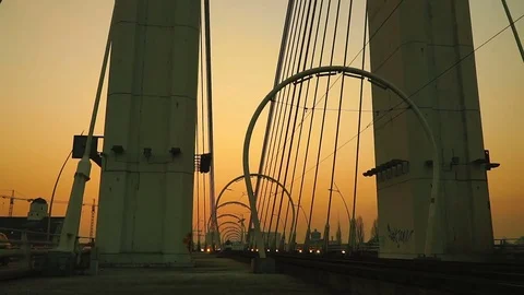 Overpass Traffic at Sunset Stock Footage 71347909