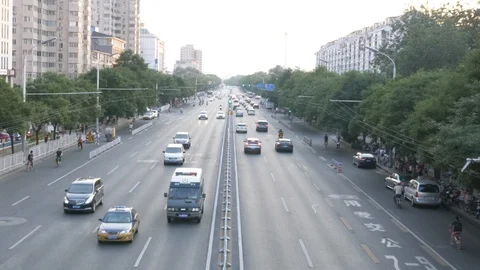 Overpass view of the Streets in China Beijing Stock Footage 93288152