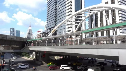 Overpass walkway to train station Stock Footage 78313856
