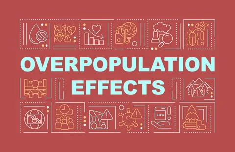 Overpopulation effects word concepts red banner Stock Illustration