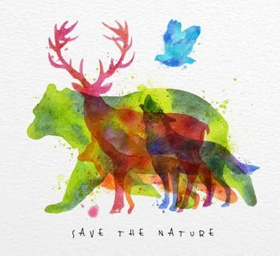 Overprint animals bear Stock Illustration