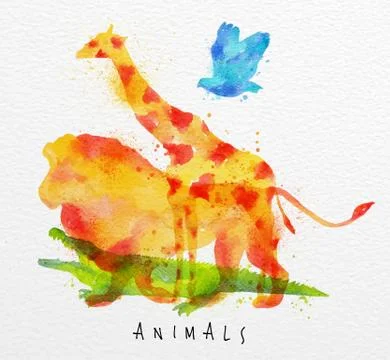 Overprint animals lion Stock Illustration
