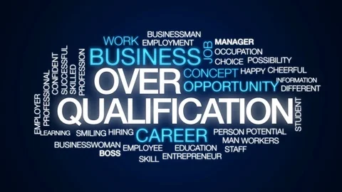 Overqualification animated word cloud, text design animation. Stock Footage 79583419