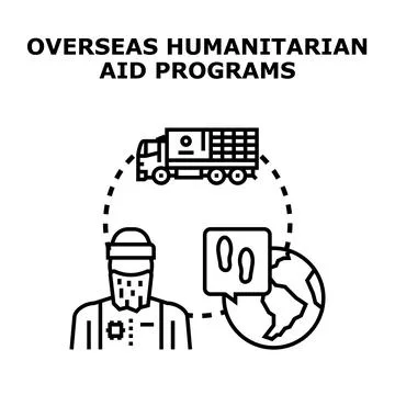Overseas humanitarian aid programs logistical support concept Illustrazione stock