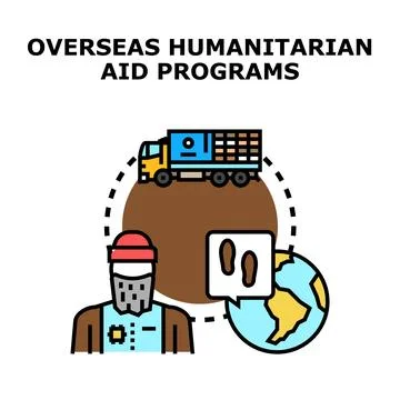 Overseas humanitarian aid programs logistical support concept Illustrazione stock