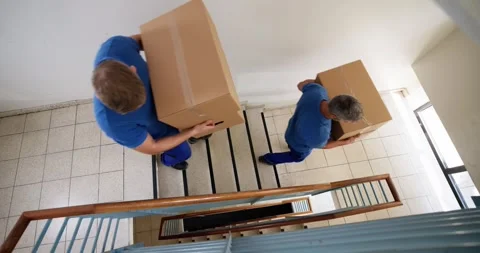 Overseas Relocator Movers Delivering Boxes Video stock 243799857