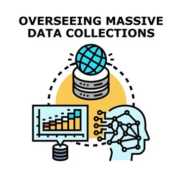 Overseeing massive data collections and analysis concepts Stock Illustration