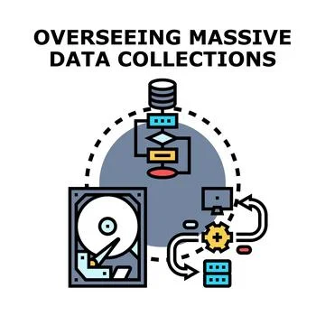 Overseeing massive data collections and information processing Stockillustratie