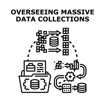 Overseeing massive data collections and analysis process Stock Illustration