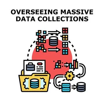 Overseeing massive data collections and analysis process Illustrazione stock