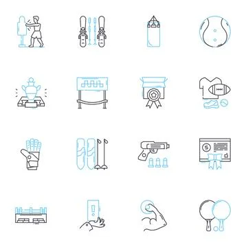 Oversight linear icons set. Supervision, Monitoring, Inspection, Control Illustrazione stock
