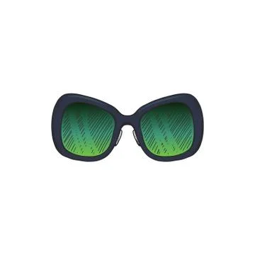 Oversized retro sunglasses with green rectangular lenses Ilustración de archivo